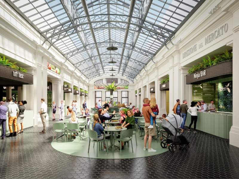 Un rendering del progetto Il Mercato - Eat&Meet di Sonae Sierra con Rei Consulting e Reify