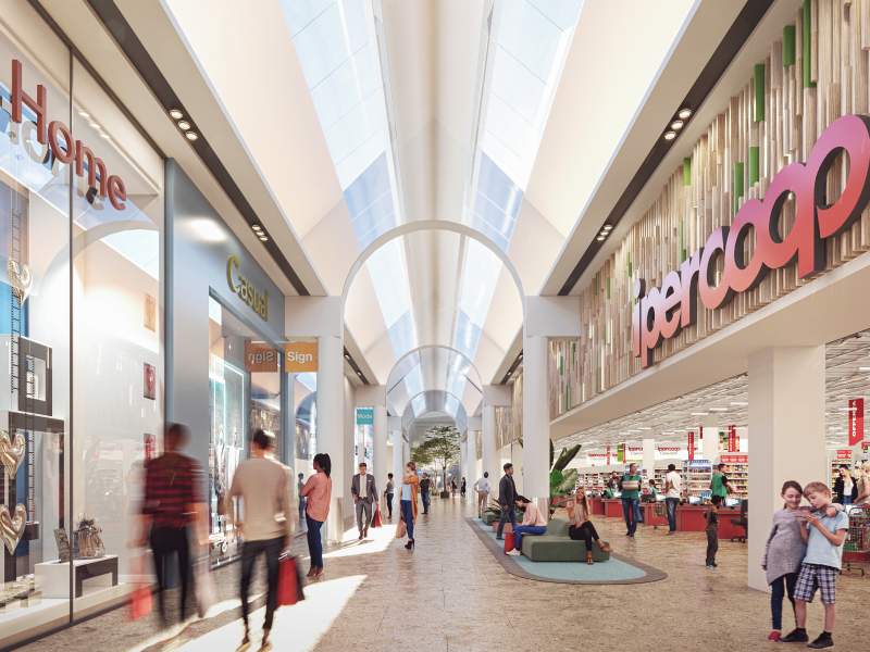 Il rendering del progetto di restyling del Centro commerciale Leonardo di Imola Il rendering del progetto di restyling del Centro commerciale Leonardo di Imola