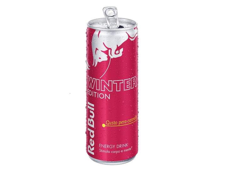 Red Bull Winter Edition, al gusto di pera-cannella Red Bull Winter Edition, al gusto di pera-cannella