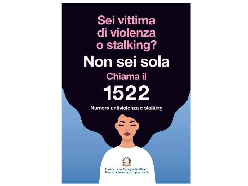 La nuova veste grafica del cartello per il numero verde 1522 affisso anche nei pubblici esercizi La nuova veste grafica del cartello per il numero verde 1522 affisso anche nei pubblici esercizi