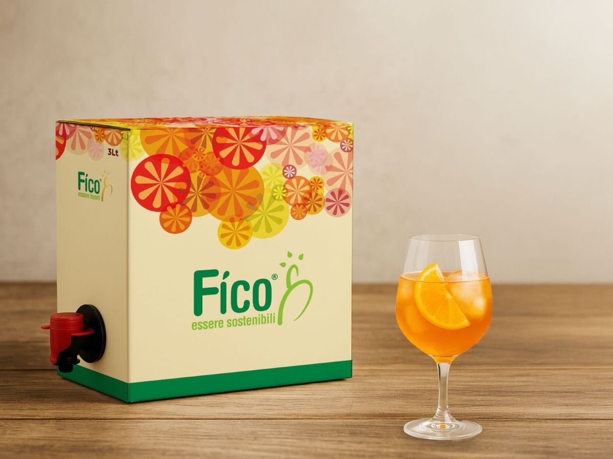 La bag-in-box di spritz siciliano ideata da Fico Essere Buoni La bag-in-box di spritz siciliano ideata da Fico Essere Buoni