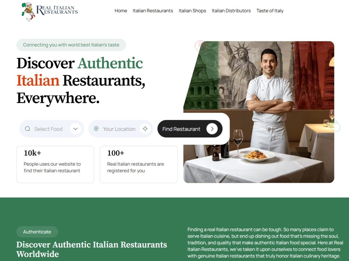 La piattaforma Real Italian Restaurants per il momento conta 134 ristoranti