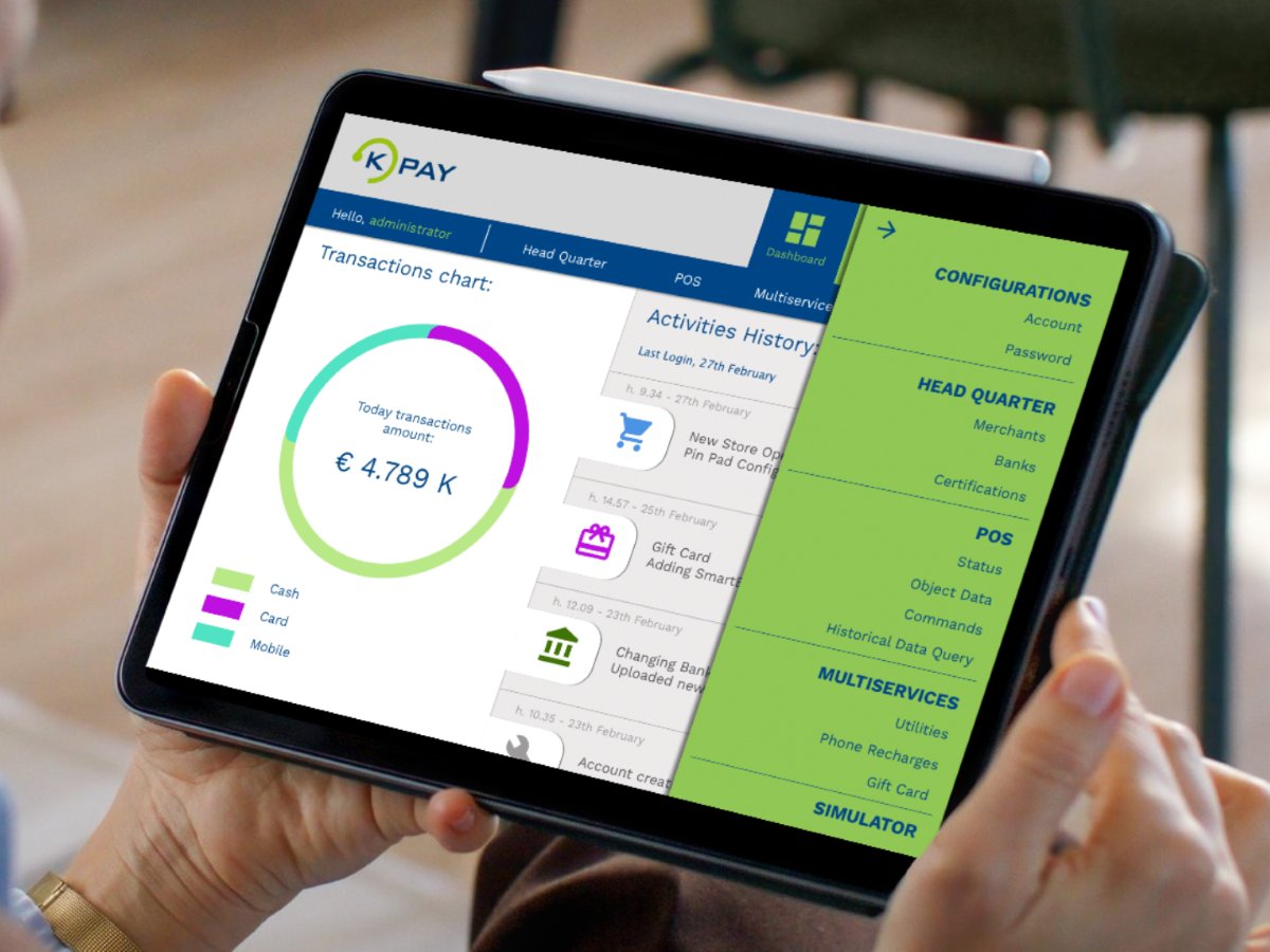 L'interfaccia di Kpay, il sistema per la gestione dei pagamenti di Konvergence