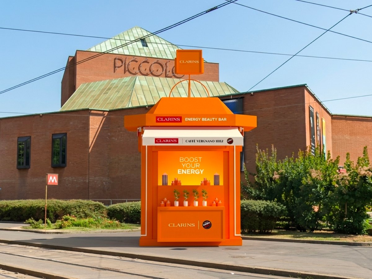 Il rendering del pop-up Caffè Vergnano-Clarins