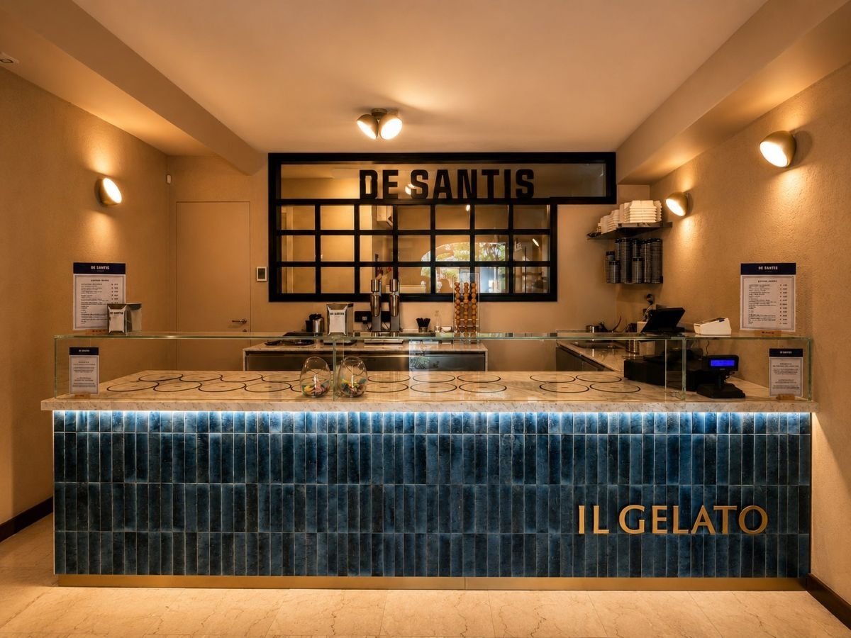 Il bancone di De Santis Il Gelato a Porto Rotondo in Sardegna