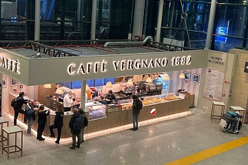 Il punto vendita di Caffè Vergnano all'Aeroporto di Fiumicino