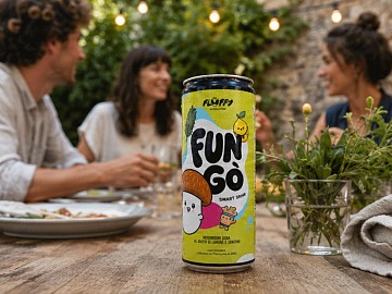 La bevanda plant based in lattina Fun-Gò, realizzata con fungo shiitake del Piemonte