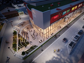 Il rendering della nuova food court al Brenner Outlet