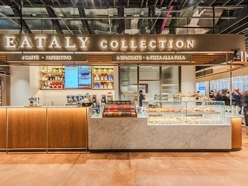 Il bancone di Eataly Collection a Milano Linate con Avolta