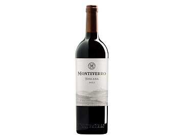 L'etichetta Monteverro 2022, dell'omonima cantina toscana, assemblaggio di Cabernet Franc, Cabernet Sauvignon, Merlot e Petit Verdot