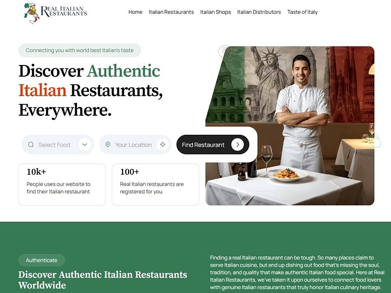 La piattaforma Real Italian Restaurants per il momento conta 134 ristoranti